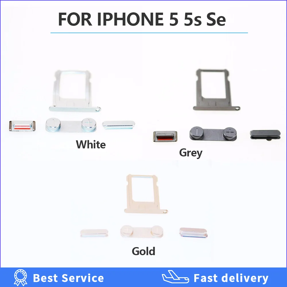 Side Button for iPhone 4 4s 5 5S side keypads Full Set gold /silver /gray colors replacement Power On Off + Volume Switch + Mute