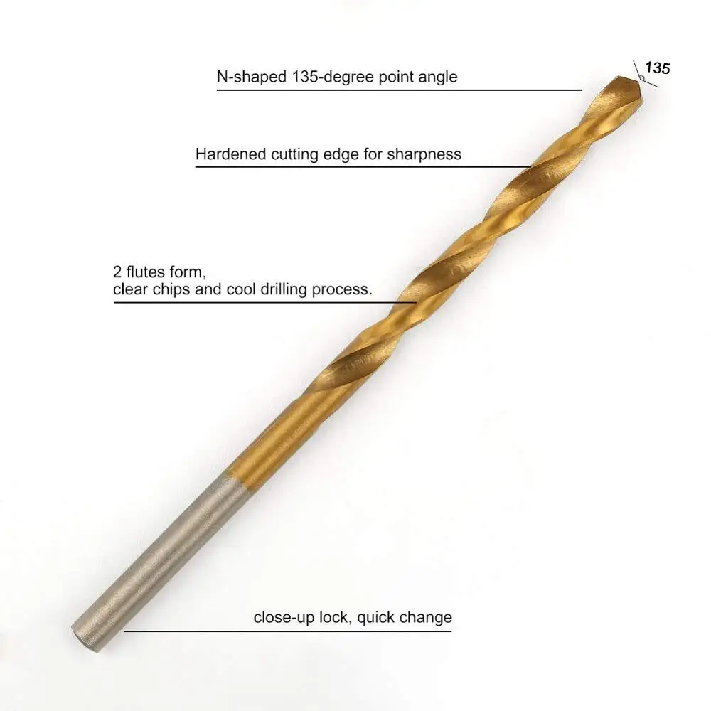 高速度鋼ドリル,チタンコーティングビット,1.0/1.5/2.0/2.5/3.0mm,50個