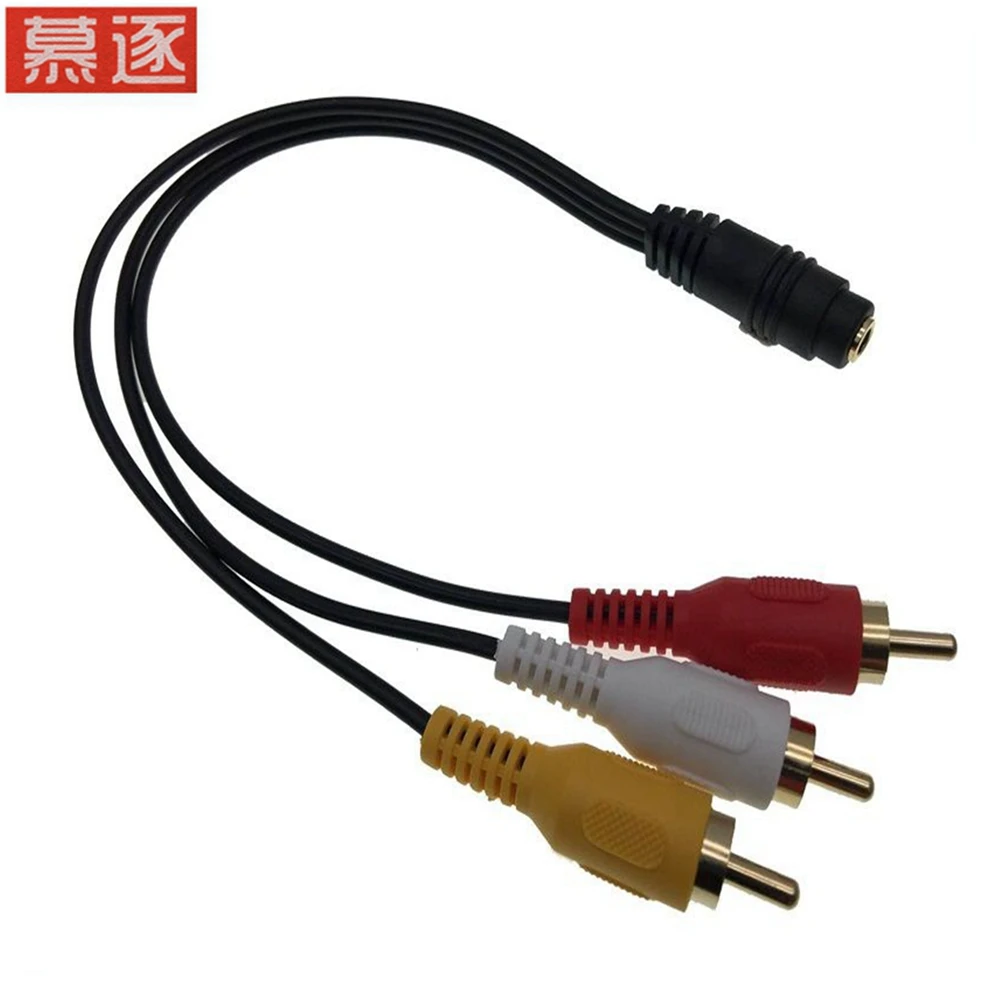 3.5mm female port to sanlianhua cable head one female drag three male audio head 1 minute 3rca AV switch to link line