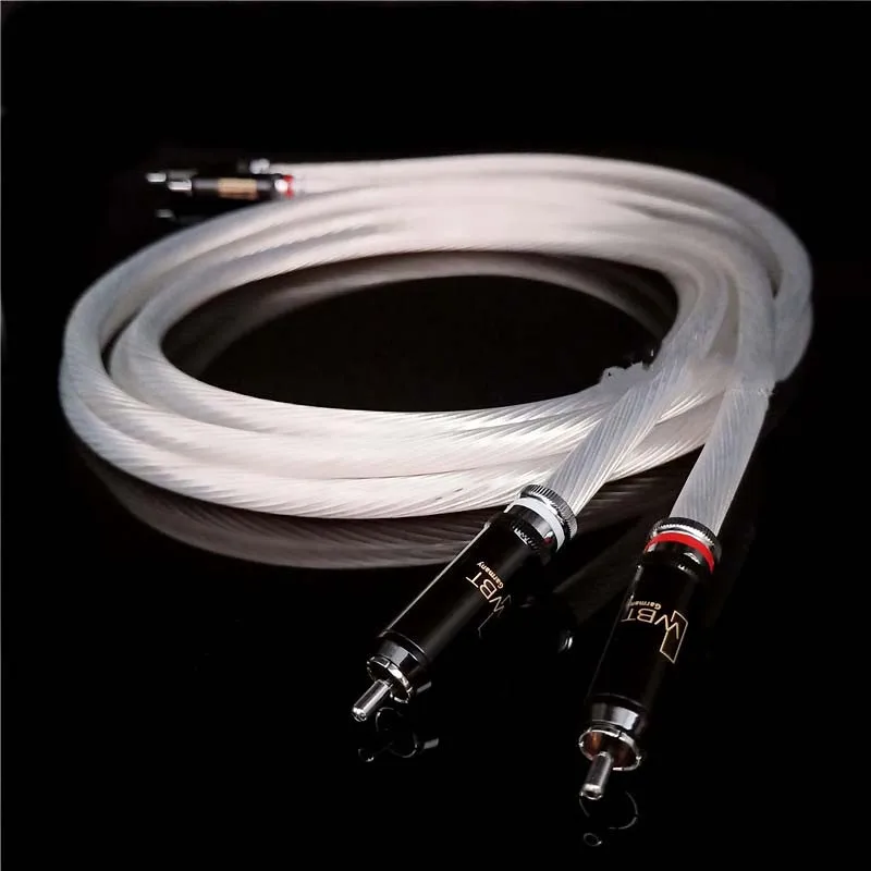 1Pair Silver Plated RCA Audio Cable Hifi WBT RCA Cable Interconnect Audio Cable With RCA Plug Cable