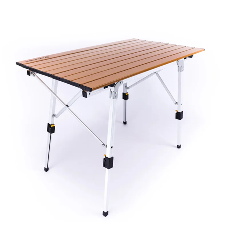 

Outdoor Table Folding Silver Imitation Wood Portable Camping Hiking Adjustable Picnic Foldable Furniture Stock AL Desk