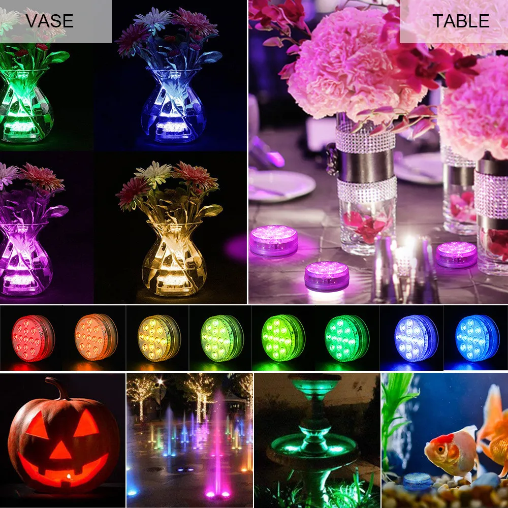 Imagem -06 - Usb Recarregável Pond Lights 13 Led Magnético Rgb Luzes Led Submersíveis Ip68 Impermeável Lâmpada de Noite Subaquática Vase Pool Lights