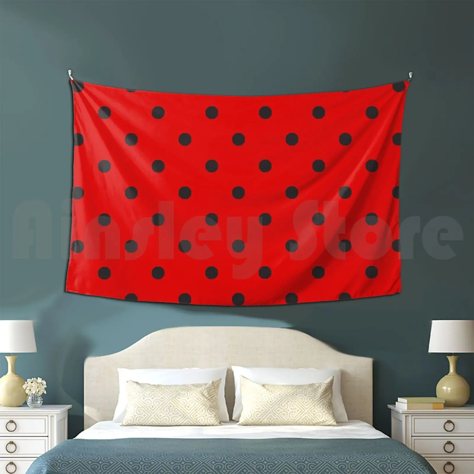 Red And Black Polka Dot Pattern Customized Tapestry Polka Dot Polkadot Dotted Dots Spot Spots Spotted