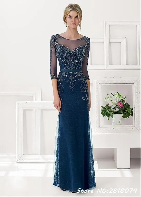 New Arrive Evening Dresses Mermaid Lace Beaded Half Sleeves Customized Mother of the Bride Dress Robe De Soiree  Party Gowns