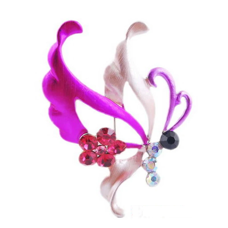Vintage Bunte Schmetterling Broschen Kristall Strass Metall Emaille Pins Fliegen Insekt Tier Brosche Kleidung Schmuck Geschenke – Detail 5