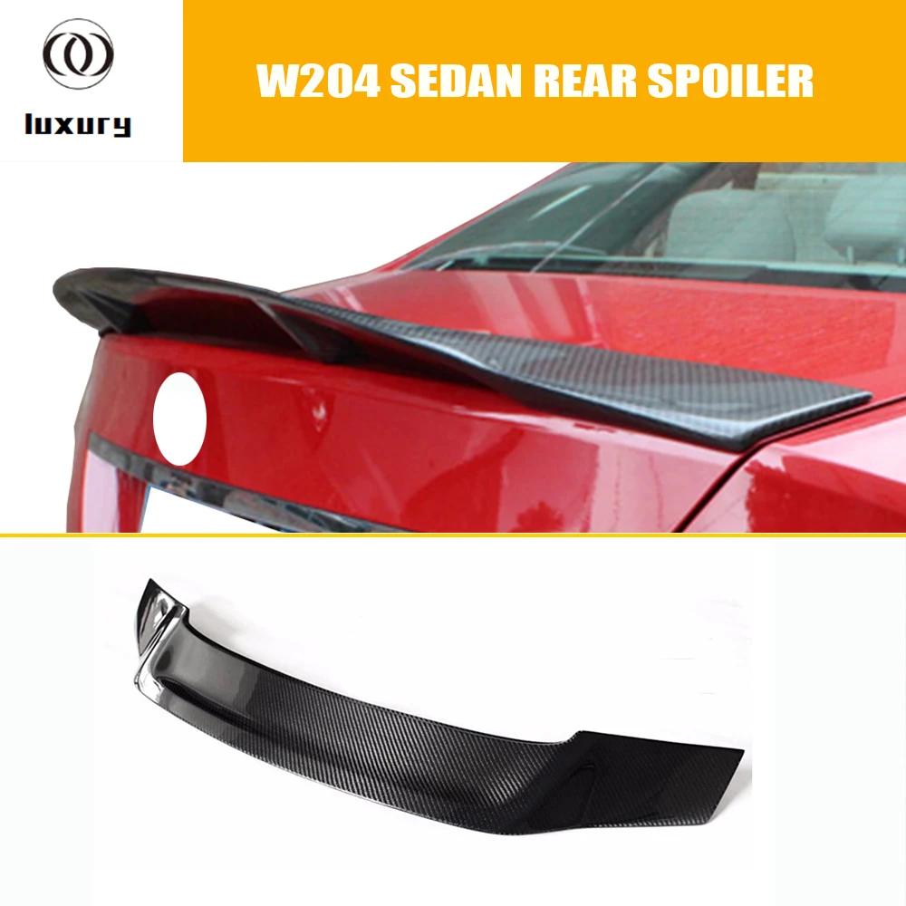 R Style Carbon Fiber Rear Lip Wing Spoiler for Benz W204 C180 C200 C250 C300 C350 C63 AMG Sedan 4 Door 2007 - 2014