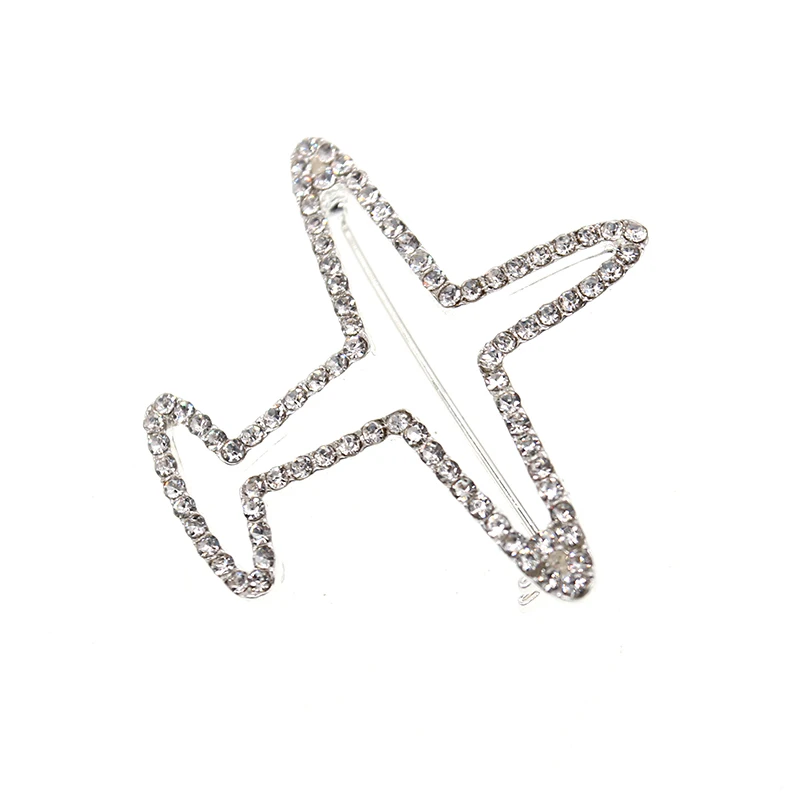 50pcs/lot Silver Plated Rhinestone Clear Airplan Brooch Safe Pin Brooches