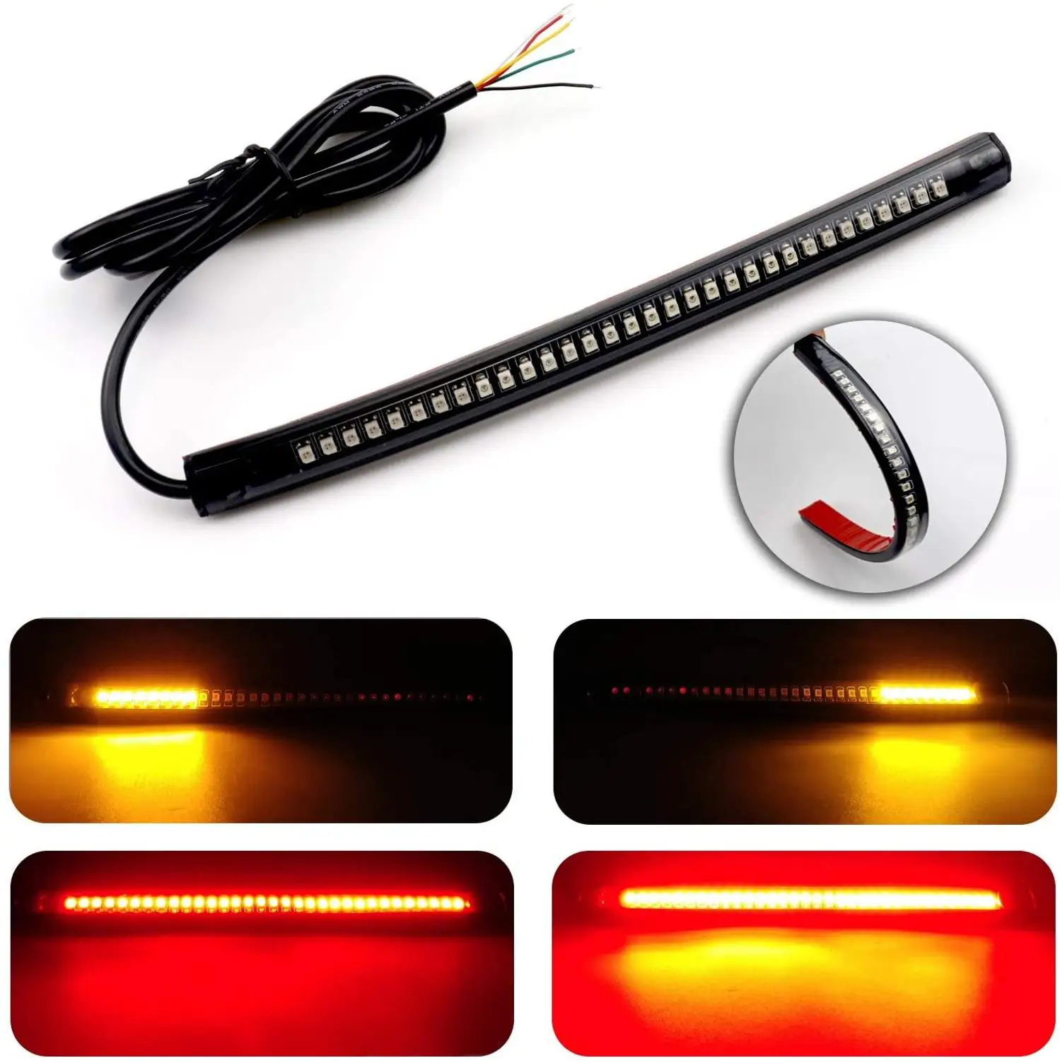 

Flexible 32LED Light Strip with Tail Brake Stop Turn Signal Lights All-in-one for Motorcycle Scooter Quad Cruiser Harley