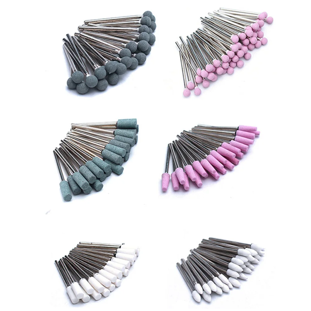 

50pcs/Set Milling Cutters Corundum Nail Drill Bit Rotary Files Ceramic Stone Bur Electric Drills Bits For Manicure Machine