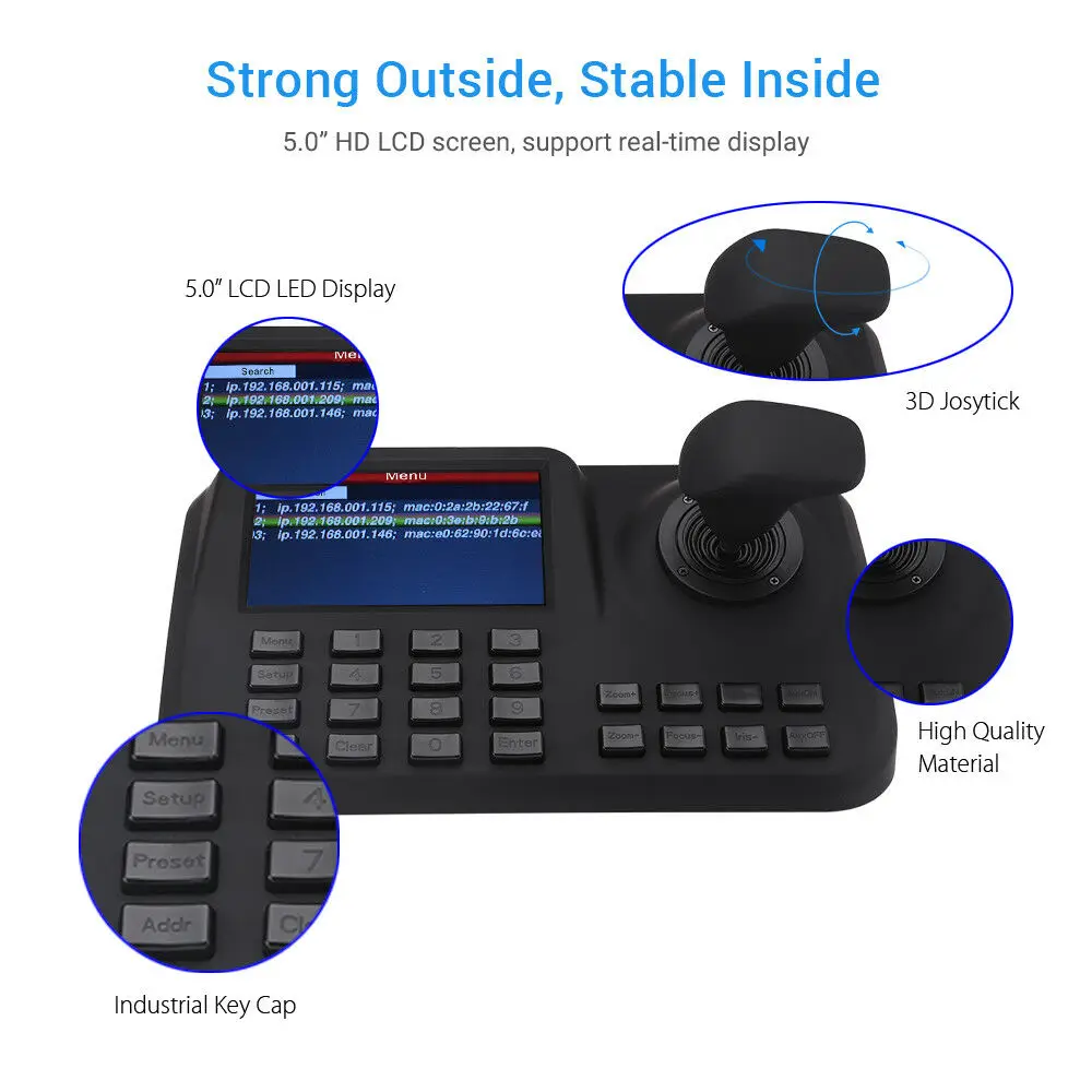 PTZ Keyboard Controller Joystick Network CCTV Pan Tilt For IP Camera LCD For ONVIF 5MP Auto Tracking PTZ Camera