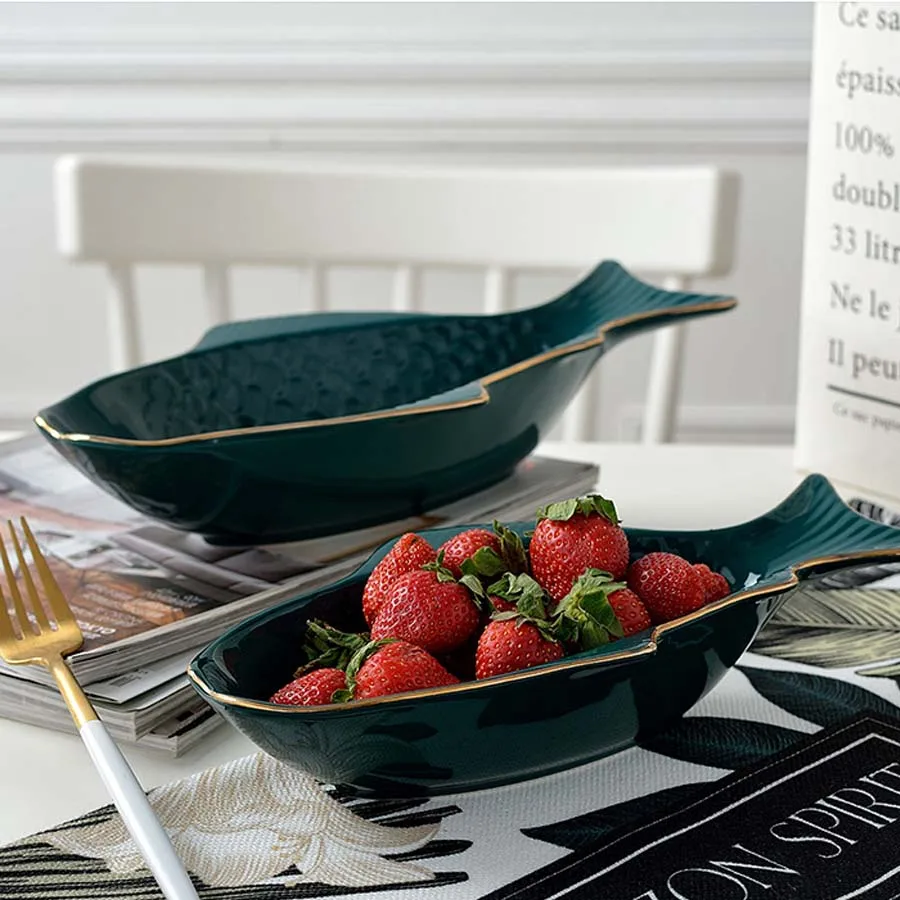 

Irregular-shaped fish plate, household dishes, Phnom Penh fish bowl, salad bowl, hotel living room bowl