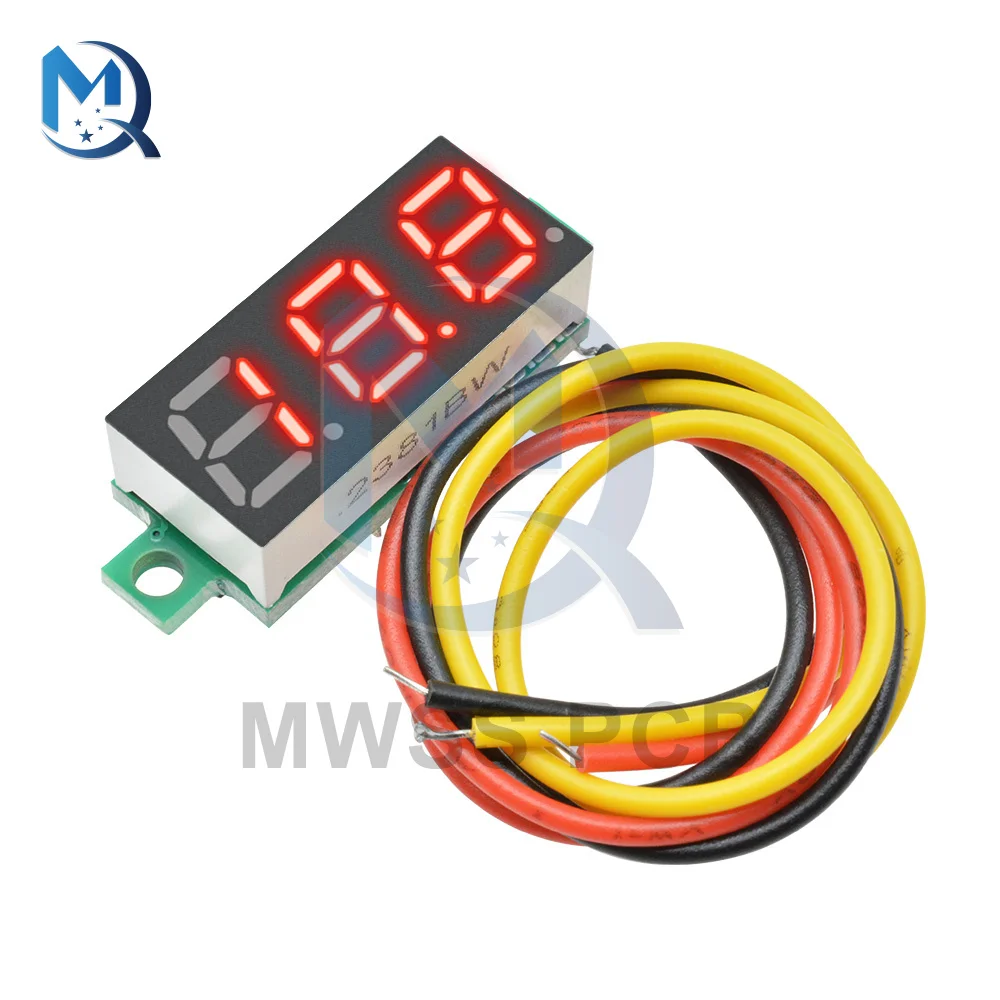 0.28 Inch 3 Draden Draagbare Led Digitale Display Voltmeter Dc 0-100V Digitale Led Panel Voltage Meter Led scherm Voltmeter