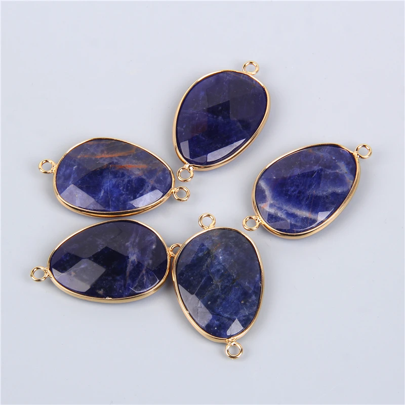 2PCS Natural Stone Slice Charm Pendants for DIY Jewellery Making
