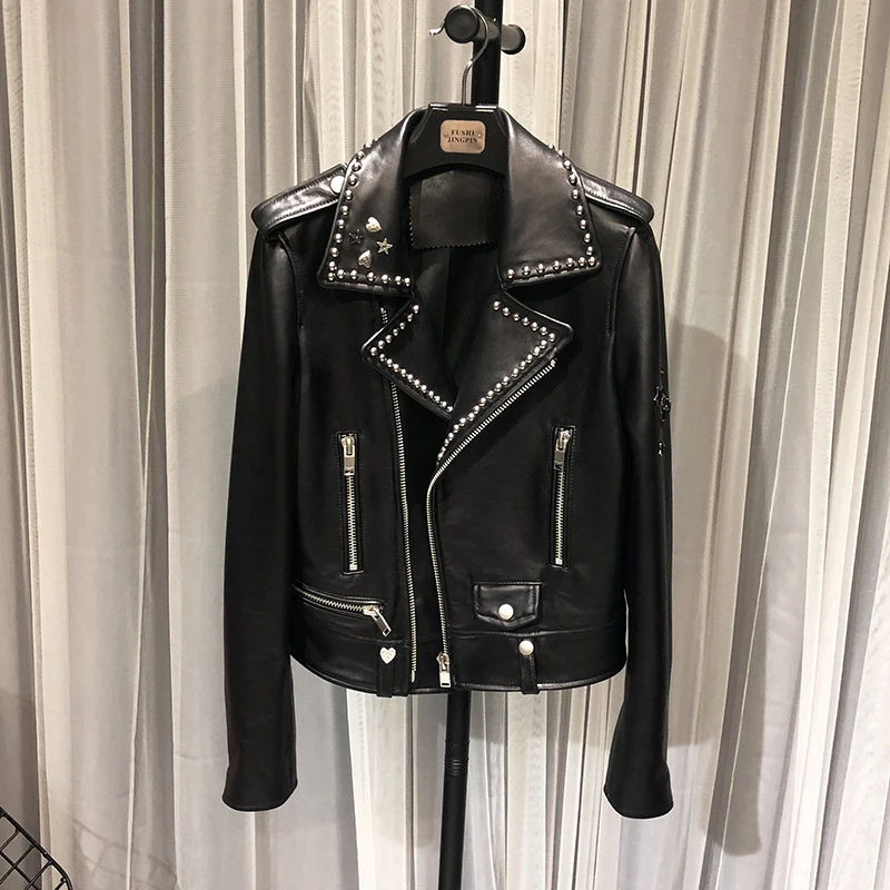 جديد 2021 ملابس جلدية أصلية SLP للنساء جاكيت جلد الغنم قاطرة معطف للمشاهير