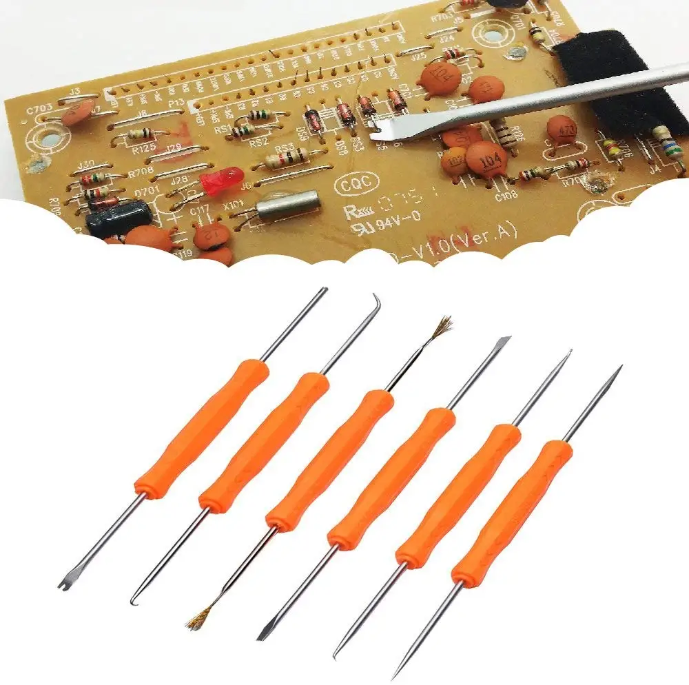 6pcs Desoldering Aid Tool Kit Soldering Aid Assist Tools PCB Cleaning Kit Repair Tool Electronic Heat Assist Set