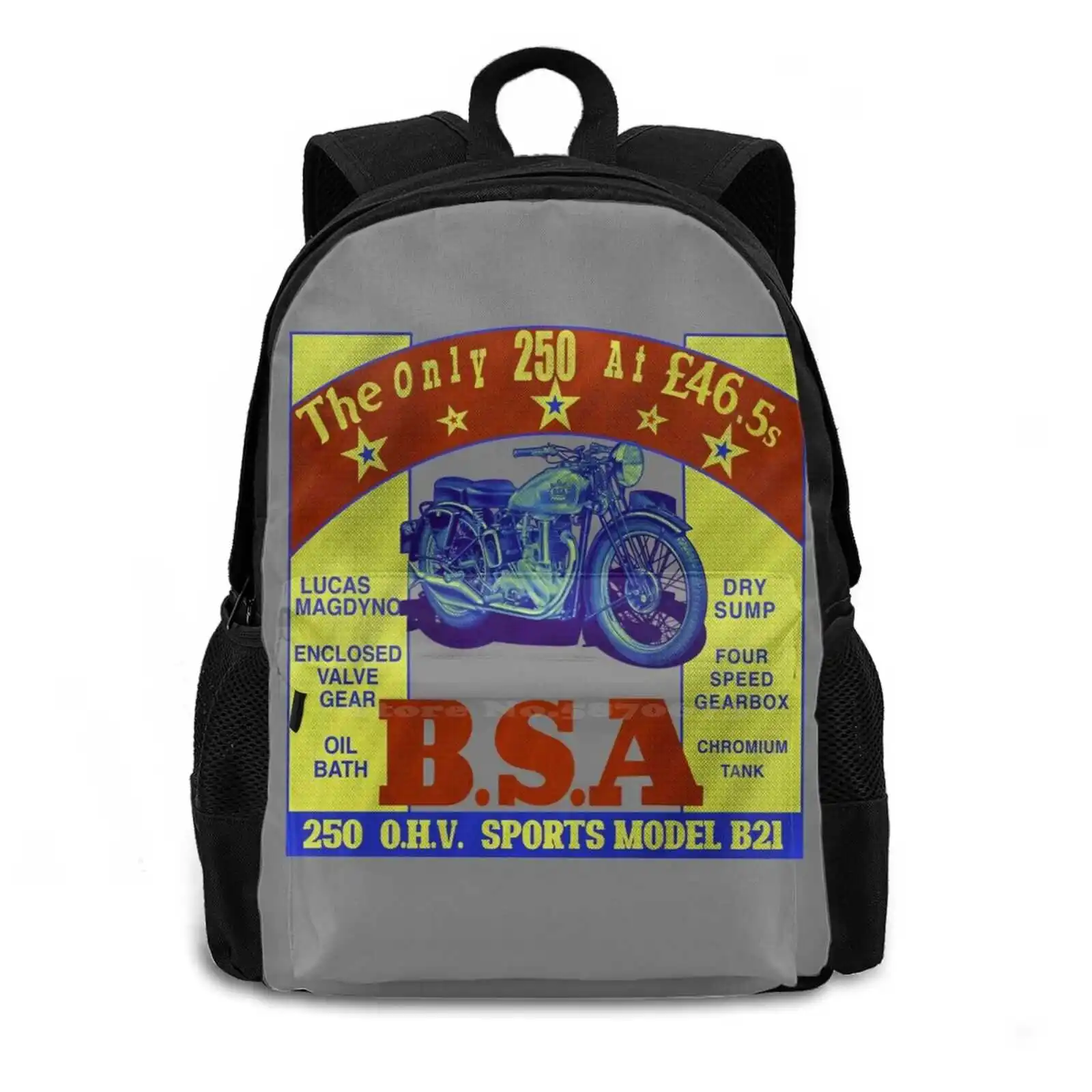 Vintage Bsa Model Motorcycle Advertising By Motormaniac Backpacks For School Teenagers Girls Travel Bags 1951 Bsa Motorcycles