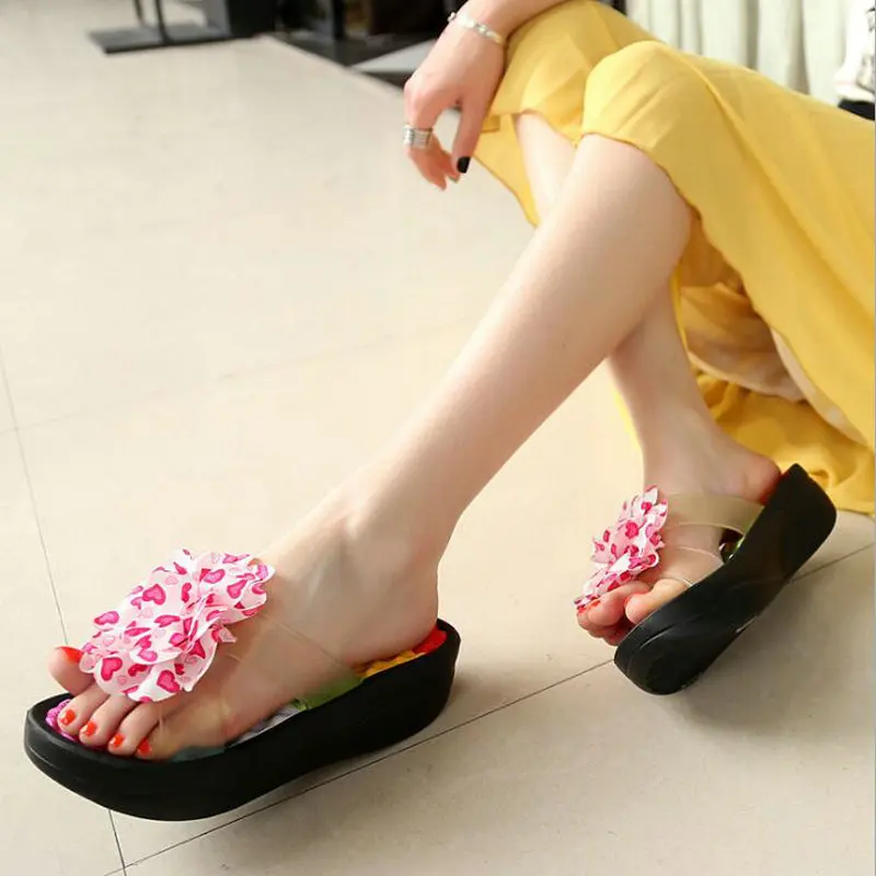 Summer Sandals Wedges Flip Flops Platform Slippers Shoes slippers sandalia New Women Sandals Fashion Flower shoes RTG6