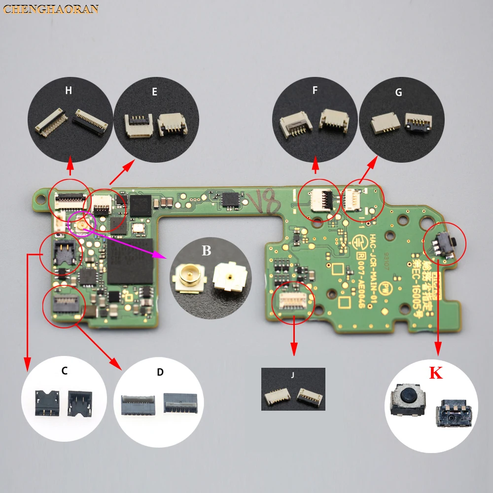 YuXi 2pcs Replacement Parts For Nintend Switch NS Joy Con PCB Board Flex Cable  Connector Socket Clip Spare parts