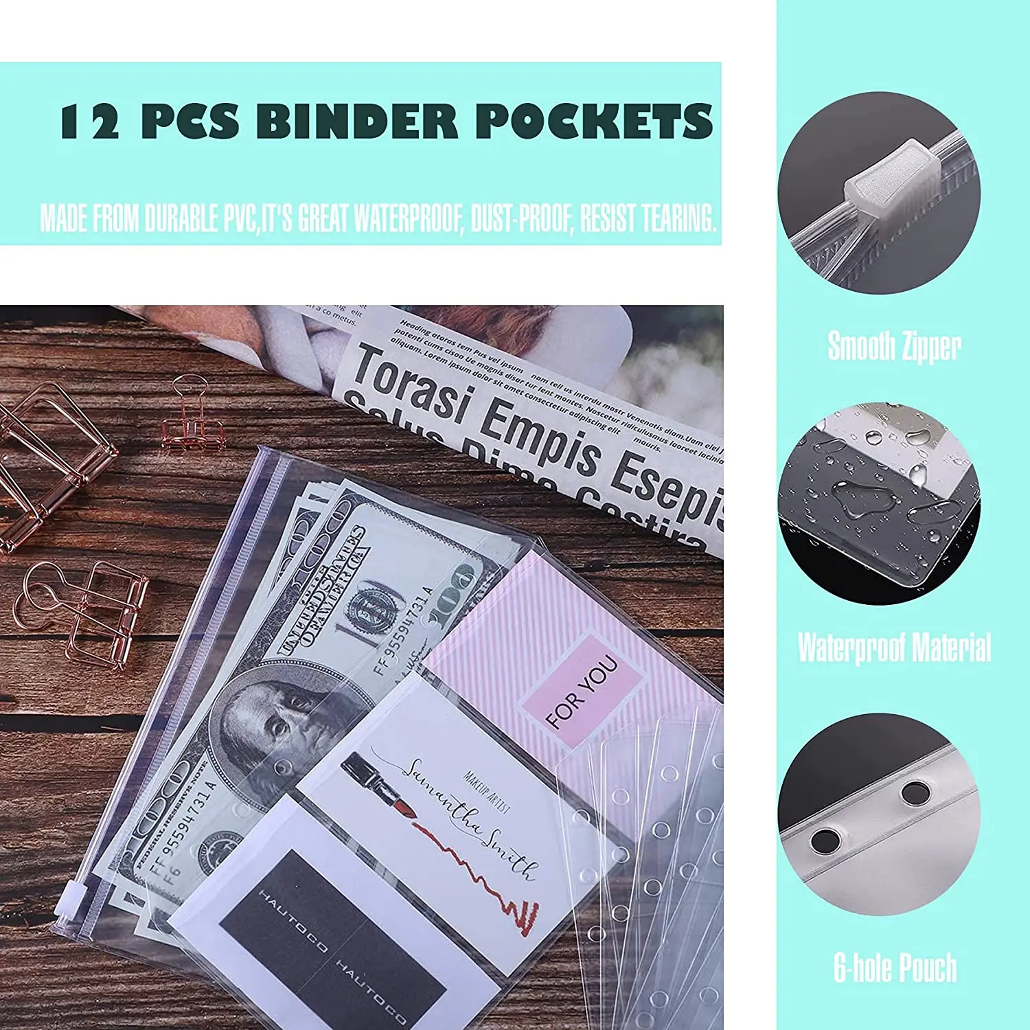 A6 PVC Sequins Notebook Binder Financial Organizer/Cash Envelopes/Monthly Finance Journal/Expense Tracker,Personal Account Book