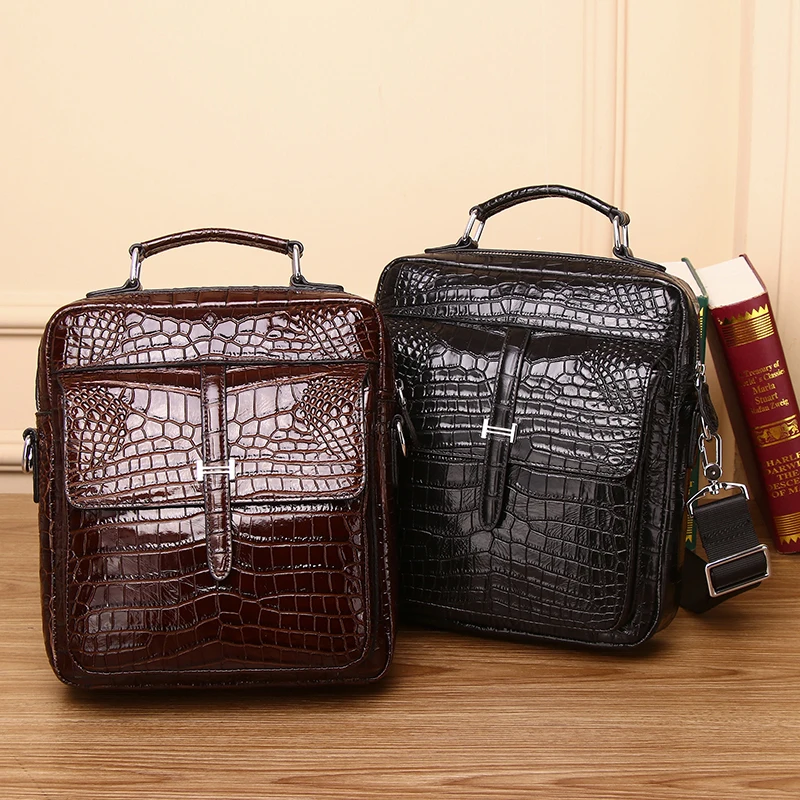 New Leather Man bag handbag large capacity multi-functional crocodile belly single shoulder bag fashion business messenger bag