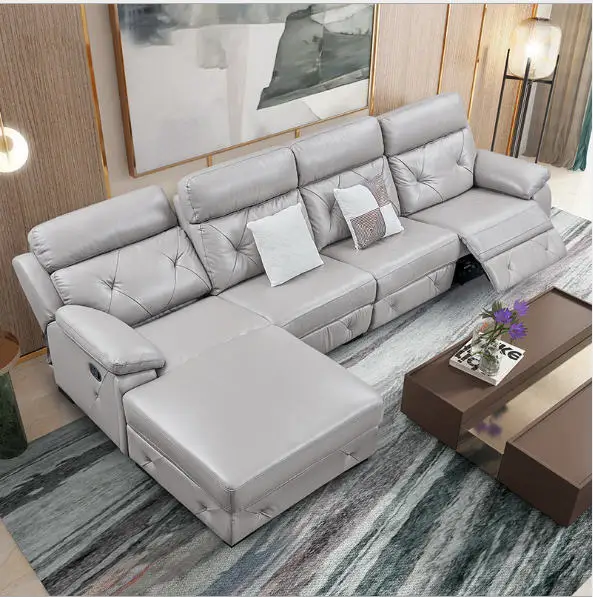 

Living Room Sofa set corner sofa recliner manual real genuine leather sectional sofas L modern muebles de sala moveis para casa