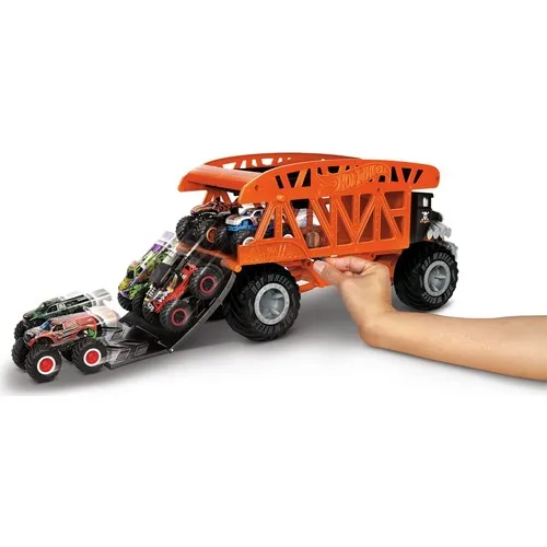 Monster Trucks Transporter Truck - 12 pieces 1:64 Scale Vehicle Capacity GKD37