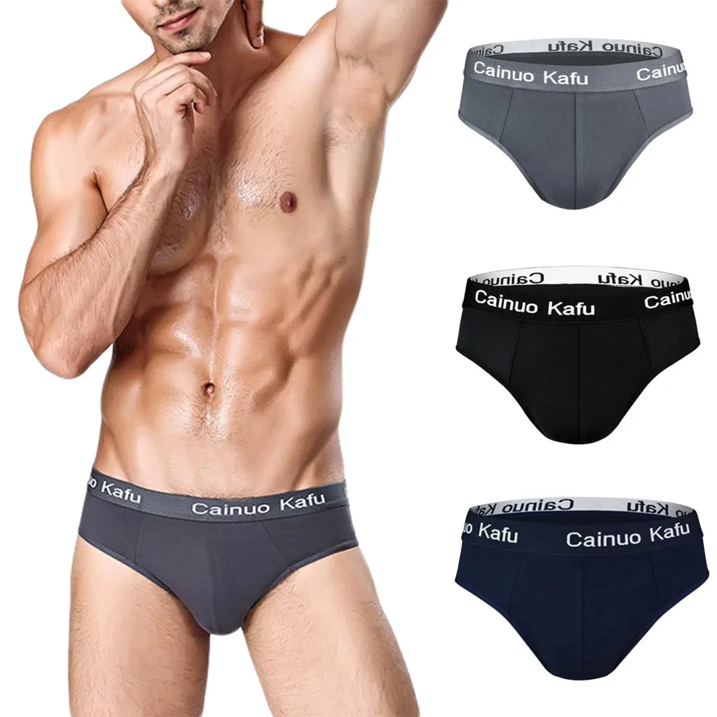 Men Cotton  Underwear Briefs Sexy Cueca Calzoncillos Hombre Slip Sleepwear Breathable Cotton Solid Color Male Panties Underpants