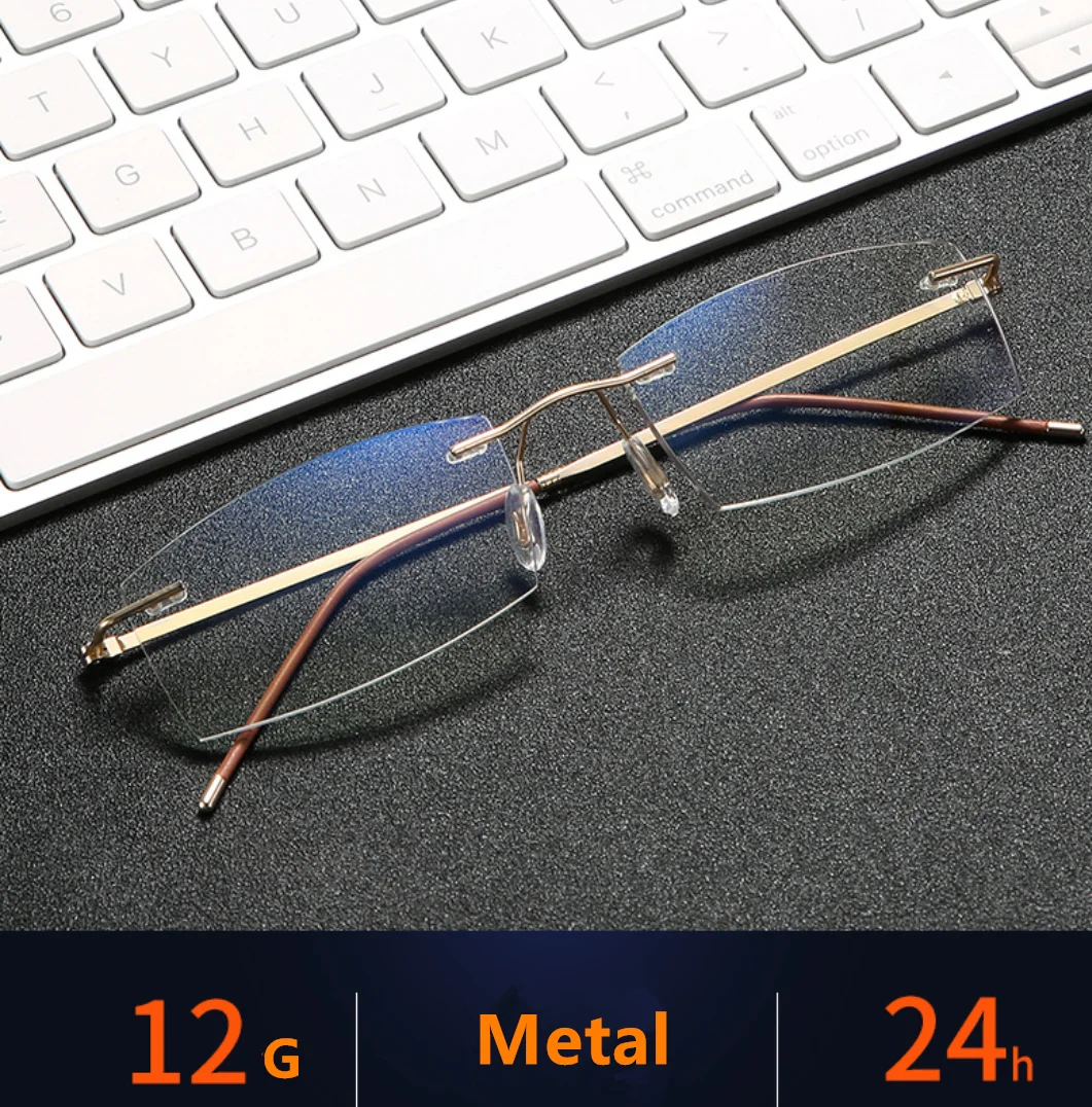 Frameless ultra-light reading glasses men's blue reading glasses HD anti-fatigue reading eyes for the elderly