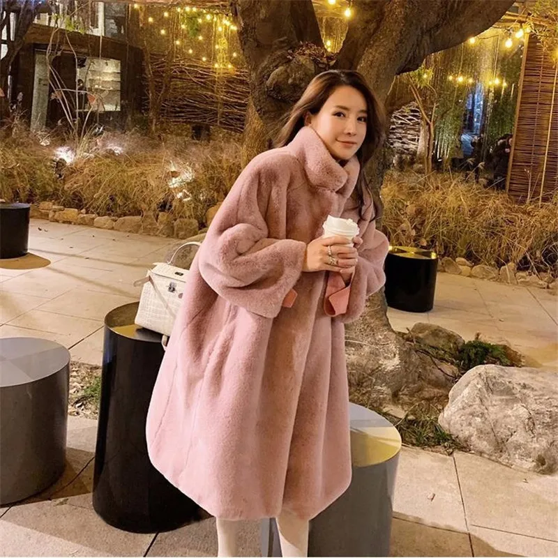 2019 New  Winter Women Mink Faux Fur Coat Vintage Solid Female Winter Warm Fake Fur Lady Coat Casual Jacket Outwears