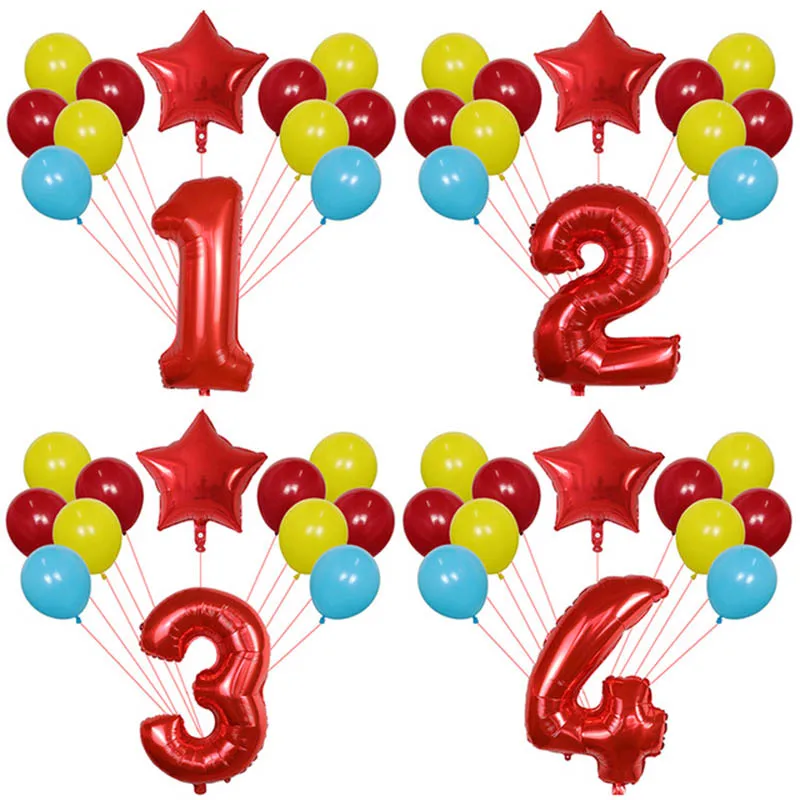 12pcs Star 30inch Number Foil Balloons Baby Shower 1st Birthday Party Decoration Kids I nflatableToys Helium Balloon Air Globos