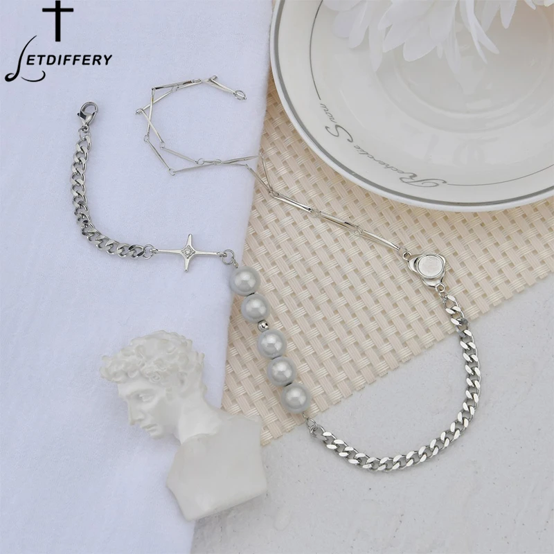 Letdiffery New Fashion Heart Pendant Necklace Romantic White Beads Necklaces for Women Girls Jewelry Party Birthday Gifts