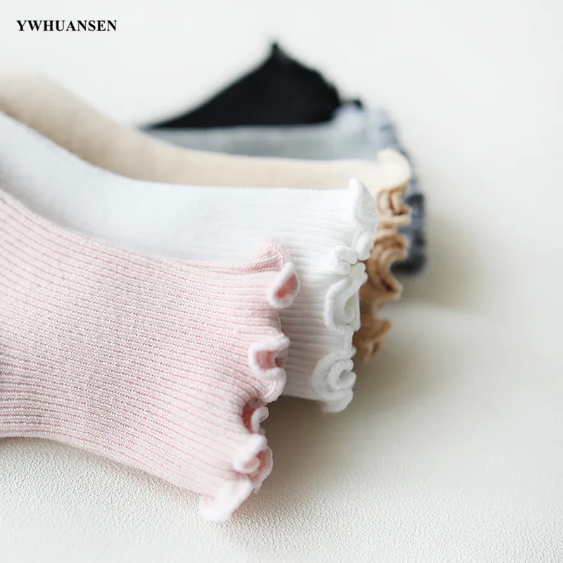 To 4 Yrs Four Seasons Newborn Ruffle Edge Non-Skid Cotton Socks with Grip for Kids Toddlers Baby Girl Boneless Socks