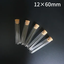 100pcs/Pack 12x60mm(4.7*23.6in) Clear Hard Plastic Test Tube With Cork Wedding Favours Laboratory Vials All Sizes Available