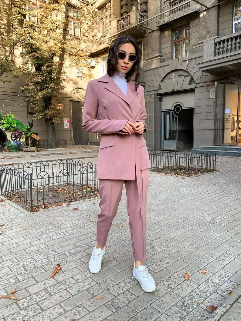 High Quality Bridal Pants Suits 2 Pieces Women Evening Party Tuxedos with Belt Mother of the Bride Formal Work Wear For Wedding