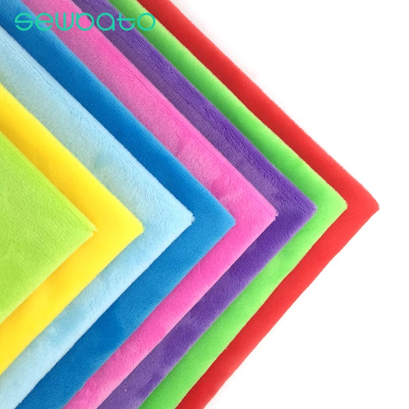 1.5mm One Set 8 Pieces Rainbow Colors Crystal Super Soft Short Plush Fabric Handmade Home DIY Fabric Cotton Doll Clothing Fabric