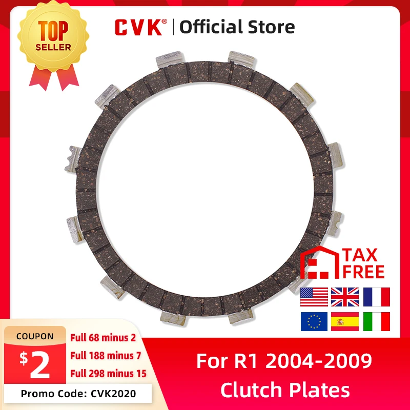 CVK 1 Set 8 PCS Clutch Disc Friction Plates Engine Plates For Yamaha YZF1000 YZF R1 2004 2005 2006 2007 2008 2009 YZFR1