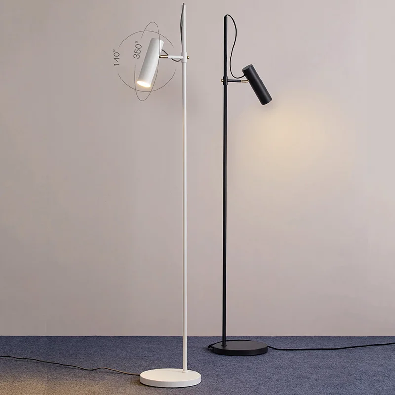 Minimalist Black/White Adjustable LED Floor Lamp Modern Nordic Creative Remote Control Dimming Metal Floor Lights For Home Hotel