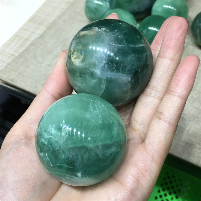 Green Fluorite Sphere Quartz Crystal Natural Stones Healing Reiki Gemstones Ball Home Decoration