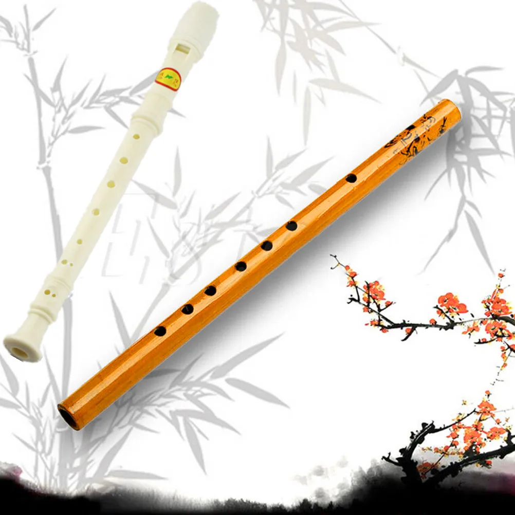 IRIN New 1PC Chinese Traditional 6 Hole Bamboo Flute Vertical Flute Clarinet Student Musical Instrument Wood White Color As Gift