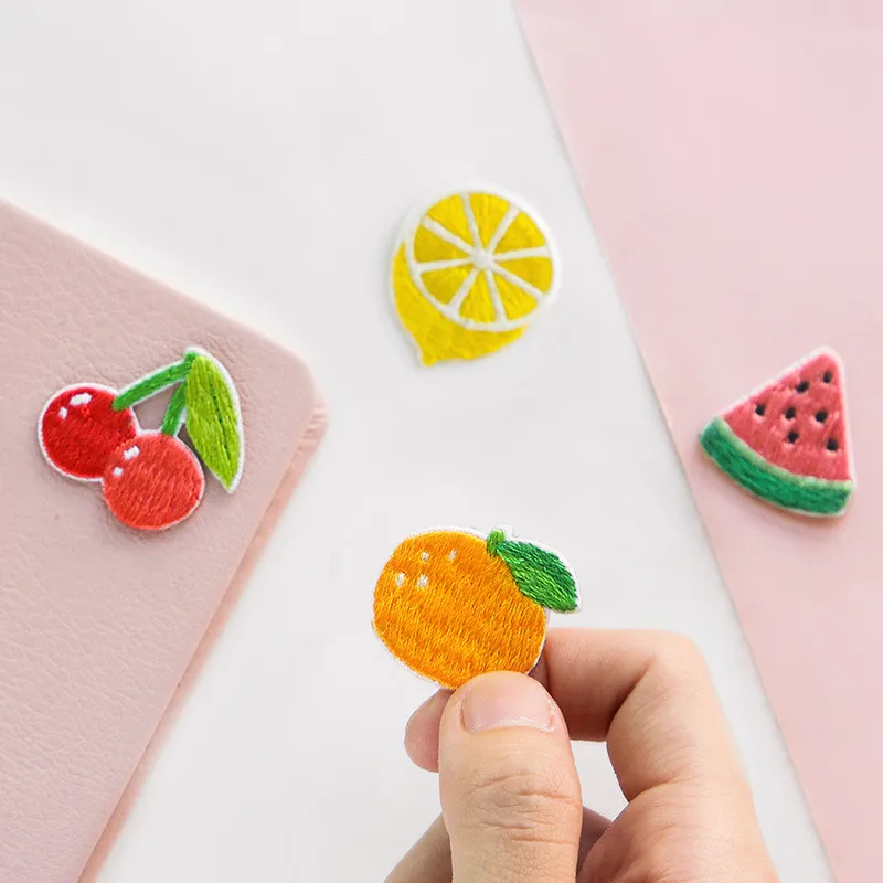 Fruit Party Mini Orange Watermelon Embroidery Repair Patches Bag Jacket Jeans Cartoon Iron On Patches for Clothes Dress Shoes