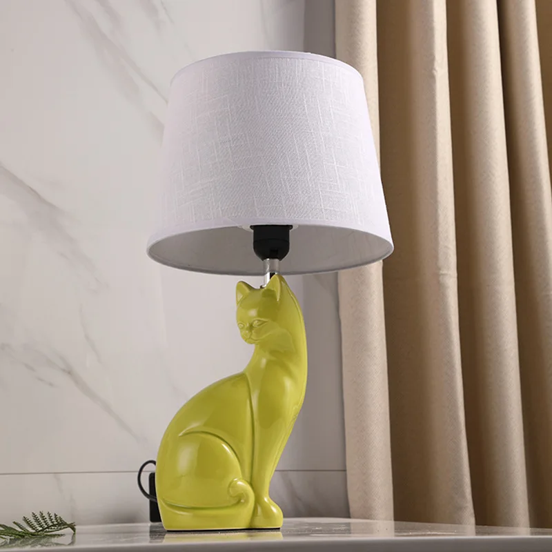 

Free Shipping Cat Lamps Modern Ceramic Table Lamp Beside Lamp For Living Room Creative Decorative Bedroom And Study Table Lamp