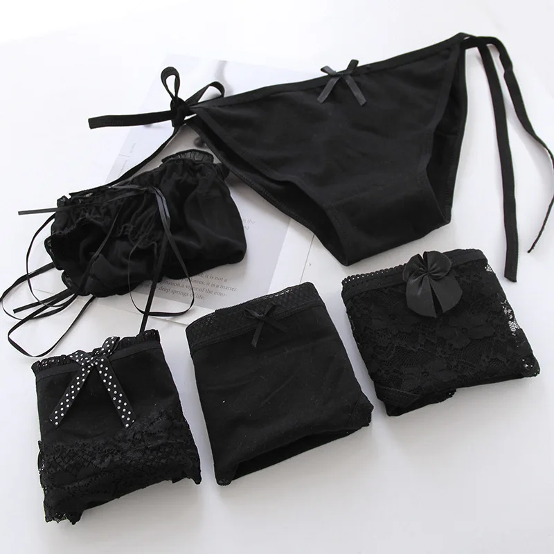 new girls underwear 5pc mix lace cotton black low waist  briefs young girl panties Teenagers wholesales summer hot sales