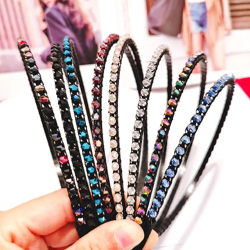 2021 New Classic Fashion Single Row Headband Crystal Hairband Festival Hair Rhinestone for Women Girls Accessories Headdress