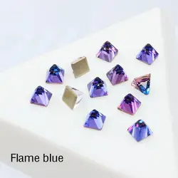 Blue Volcano Square Cone Shape Nail Art Flatback Rhinestones DIY Gold Back Fancy Glitter Diamond Gems Decor & Crafts & Garments