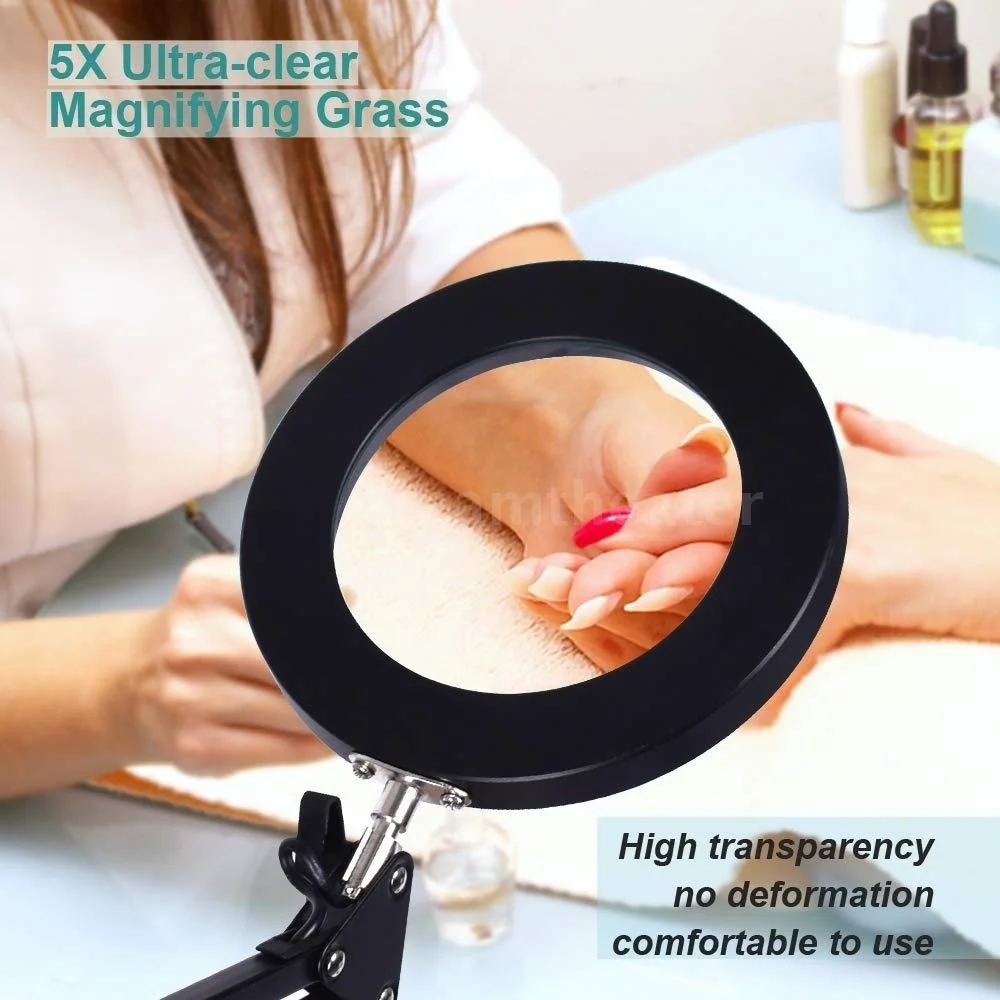 Foldable Professional 5X Magnifying Glass Desk Lamp Magnifier LED Light Reading Lamp Dimming USB Loupe Reading/Rework/Soldering