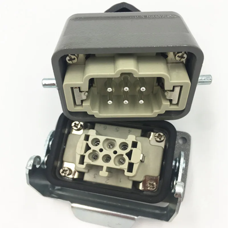 Connettore rettangolare per impieghi gravosi HDC-HE-006-2DB Hot Runner Plug-in 6 pin 16A spina per aviazione impermeabile nascosta