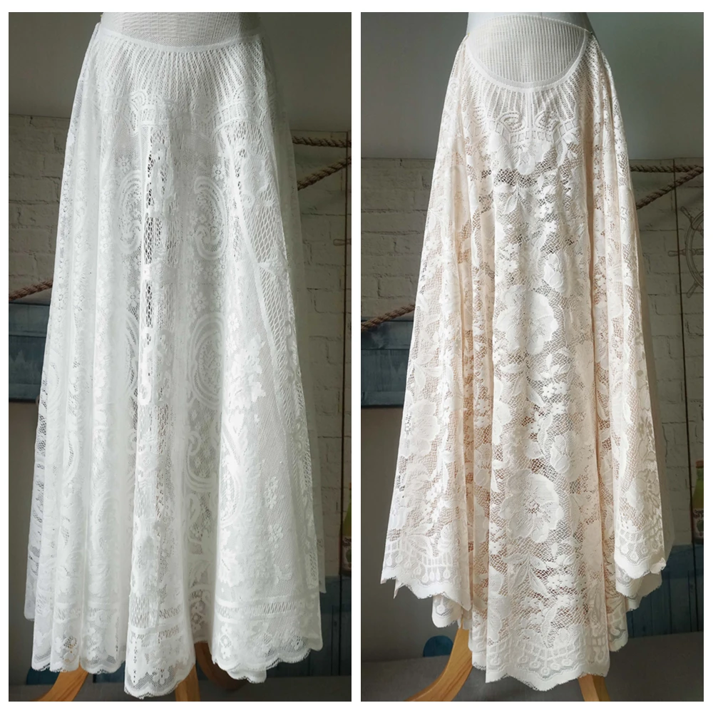Off White,Black, Apricot Color Round Circle Lace Fabric Pieces for Dress Making Size 180CM