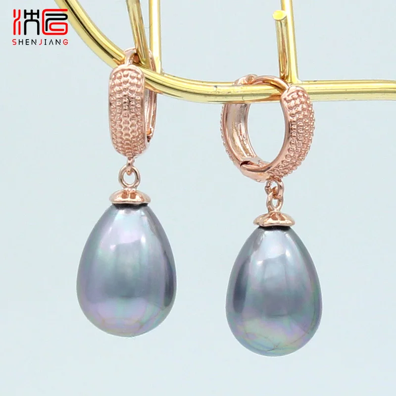 SHENJIANG Elegant Temperament 585 Rose Gold Color Water Drop Simulated Pearl Dangle Earrings For Women Wedding Party Jewelry