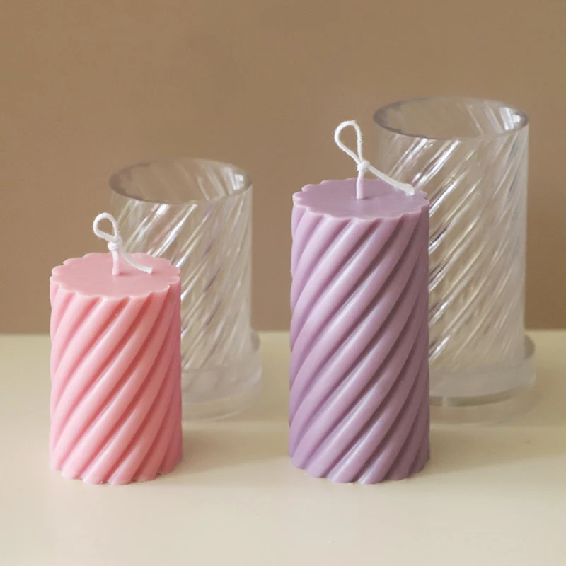 

5x7.5cm Spiral Stripe Candle Acrylic Mold, DIY Cylindrical Desktop Decorative Candle, Transparent Visible Plastic Mold