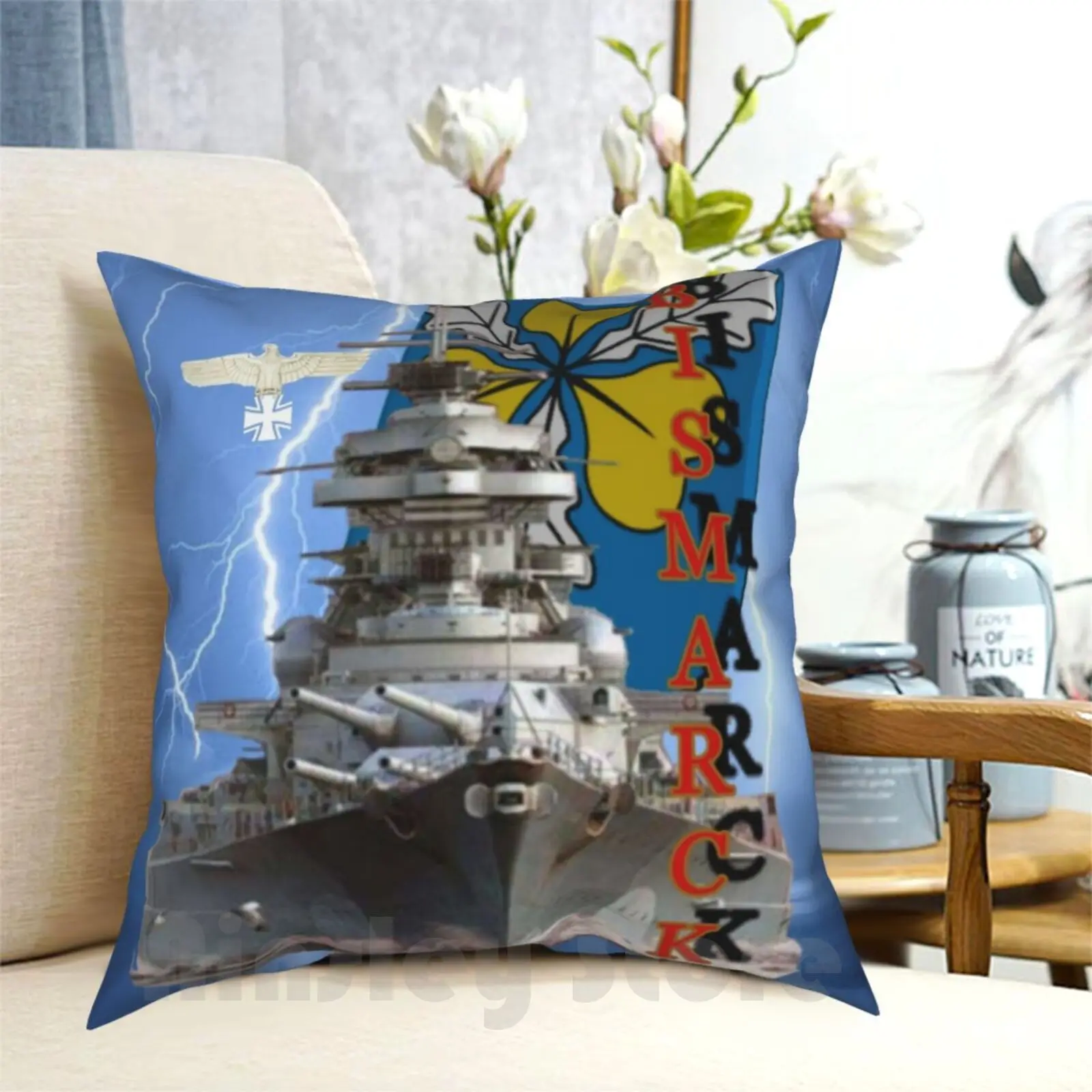 Bismarck Battleship Pillow Case Printed Home Soft DIY Pillow cover Ideas Ship Warship Germany Online Games Computer Games